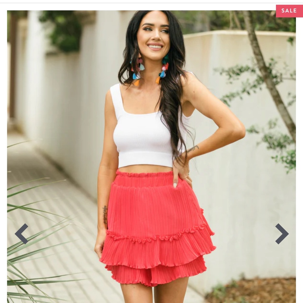 Women's pink flamingo ruffle tiered Skirt